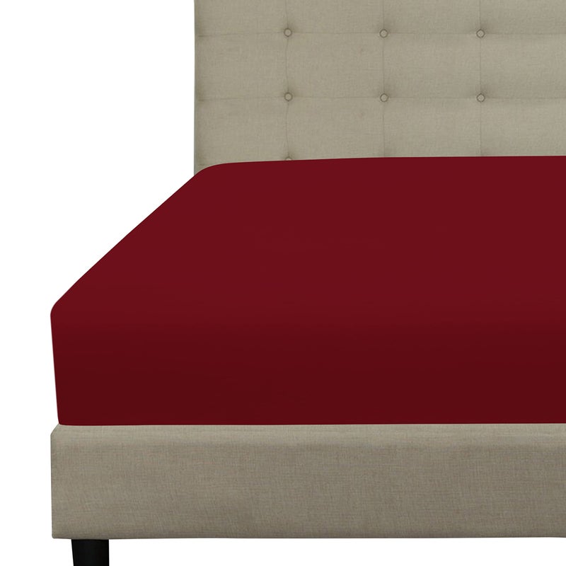 Royale Linens Fitted Sheet California King - Hotel Quality -1800 Soft Wrinkle & Fade Resistant - Bottom Sheet - Deep Pocket Stretches Upto 16"" - Fitted Sheet Only - Elastic Sheet (King Cal  Burgundy) - Image 1